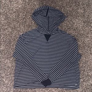 Navy striped hollister cropped hoodie